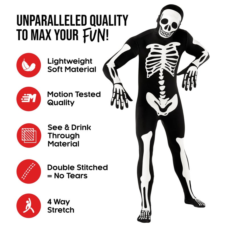 Morphsuits Adult Skeleton Costume Men, Mens Skeleton Costume Glow in Dark, Skeleton Adult Costume, Glow in Dark Skeleton XL - Image 2